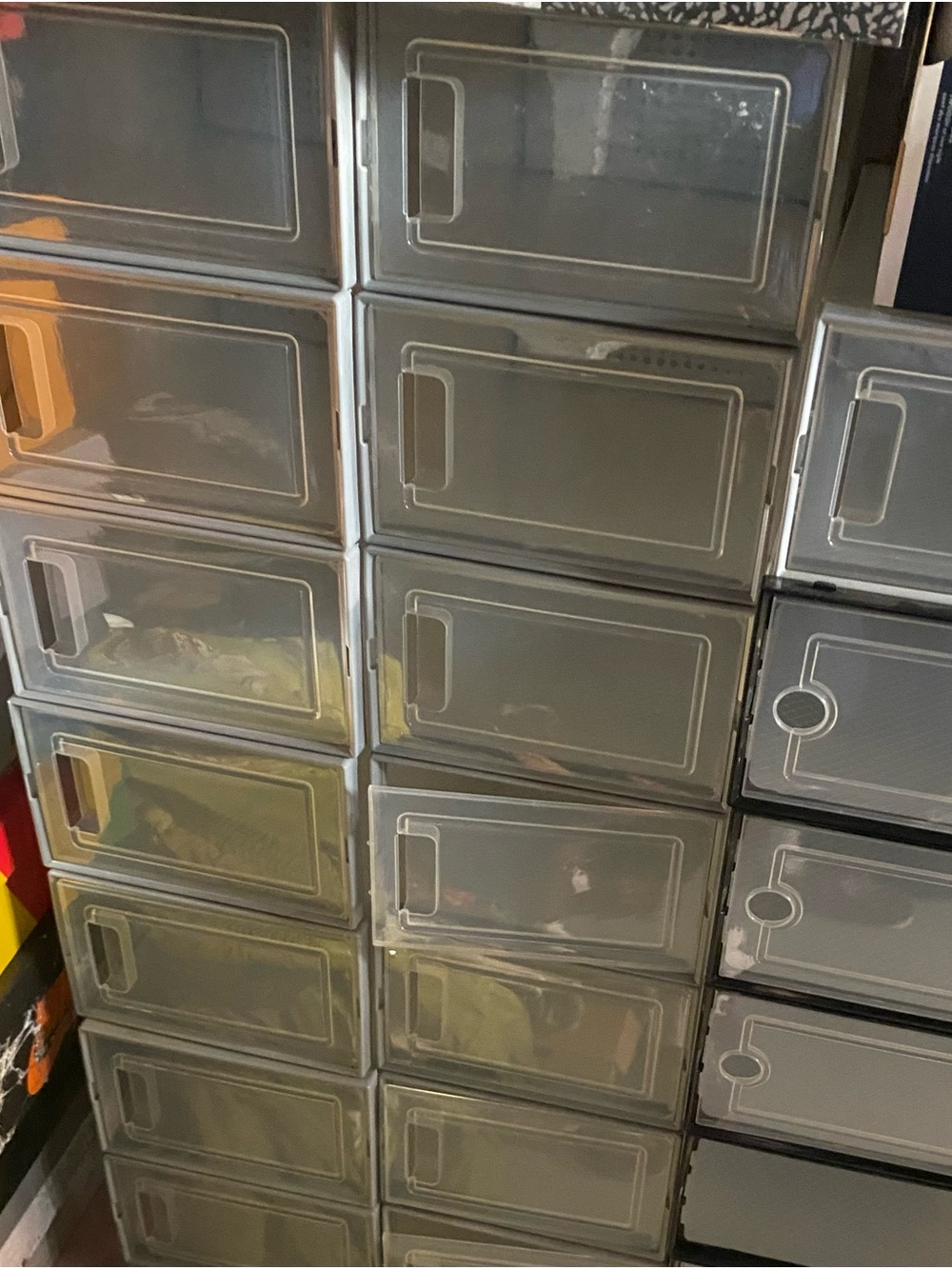 Modular Stackable Storage Drawers in Gray - Clear Front Organizer